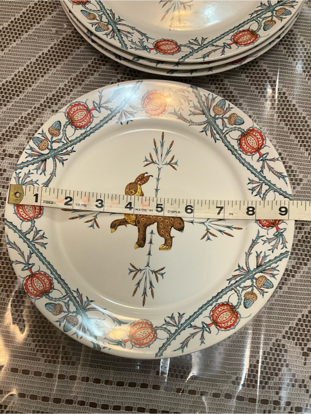 Decorative Cream Floral Border Dinner Plates - Set of 4 - Picture 5 of 6